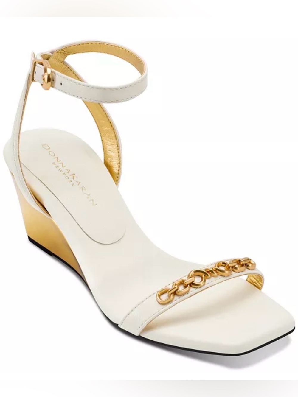 Donna Karan New York  Bristan Wedge Sandal Gold Ivory Women’s 8.5 NEW ($180)